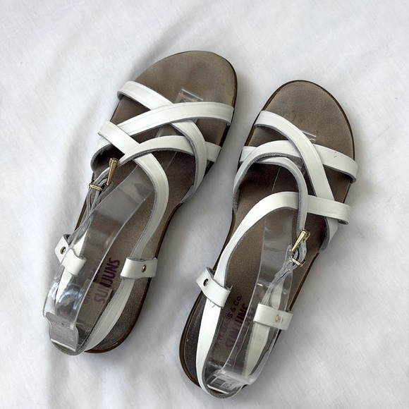 G.H. Bass & Co Margie Sunjuns White Leather Sandals Strappy Boho Comfort Women 9 - Picture 2 of 9